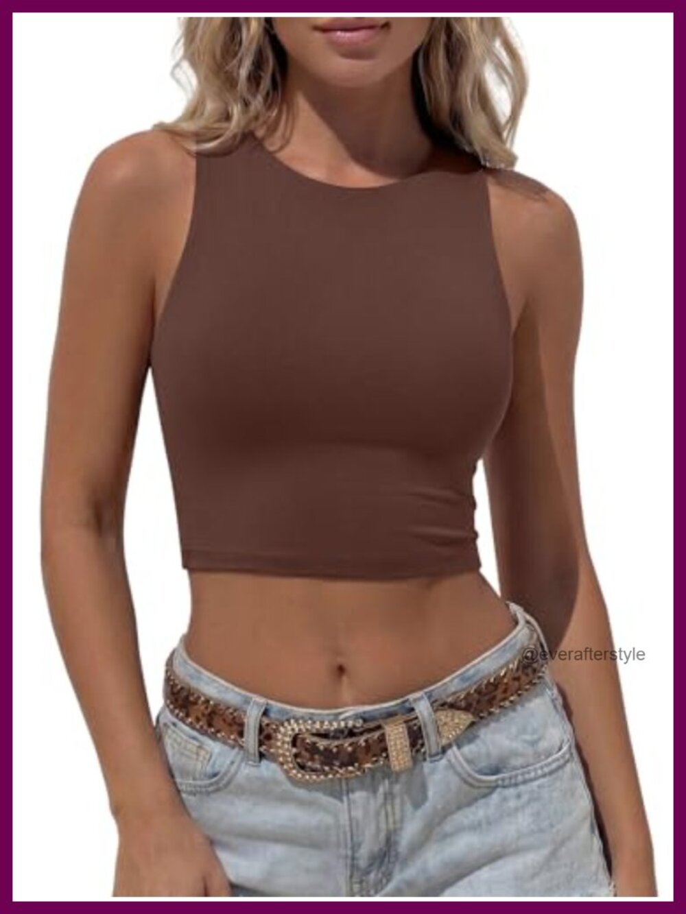 Fitted Crop Tank Top High Neck Racerback Sleeveless